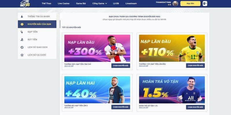 Nhà cái Sky88 với nhiều khuyến mãi hấp dẫn